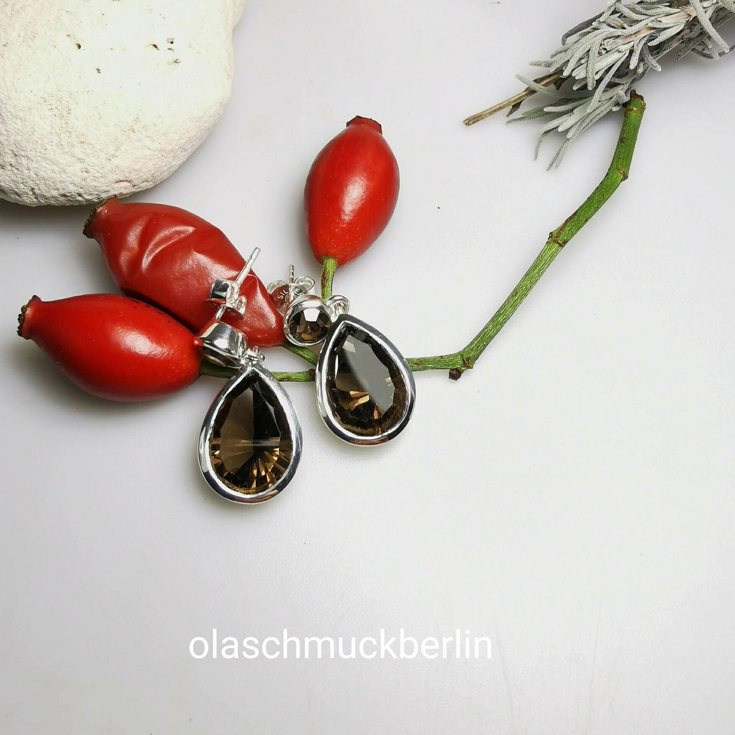 Silberohrhänger mit Rauchquarz