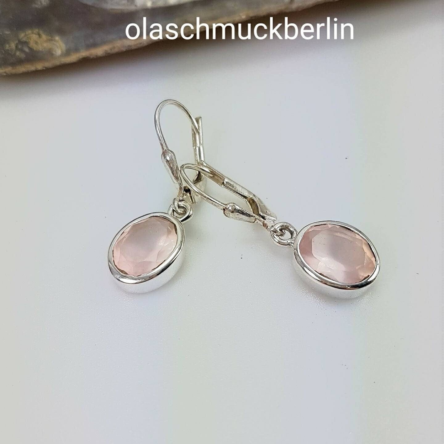 Silberohrhänger mit Rosenquarz