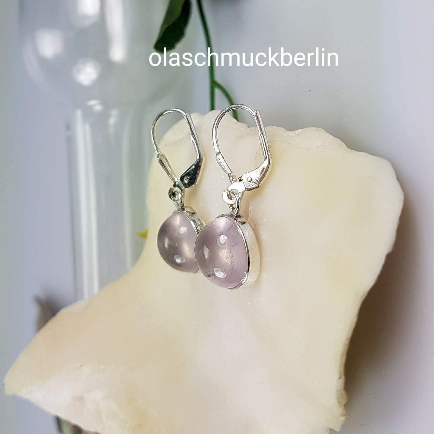 Silberohrhänger mit Rosenquarz