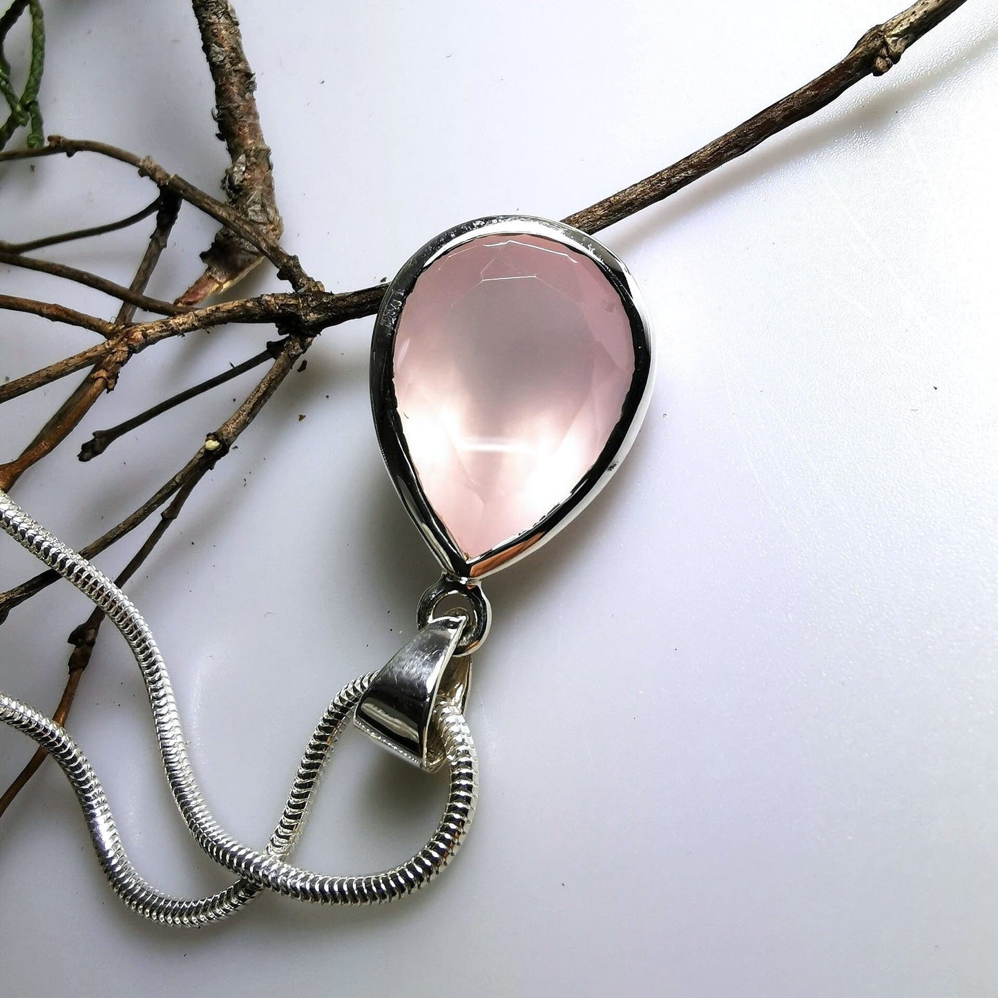 Silberanhänger mit Rosenquarz // 1,5