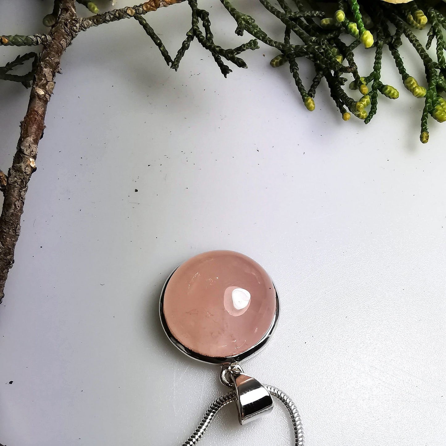 Silberanhänger mit Rosenquarz // 2,0