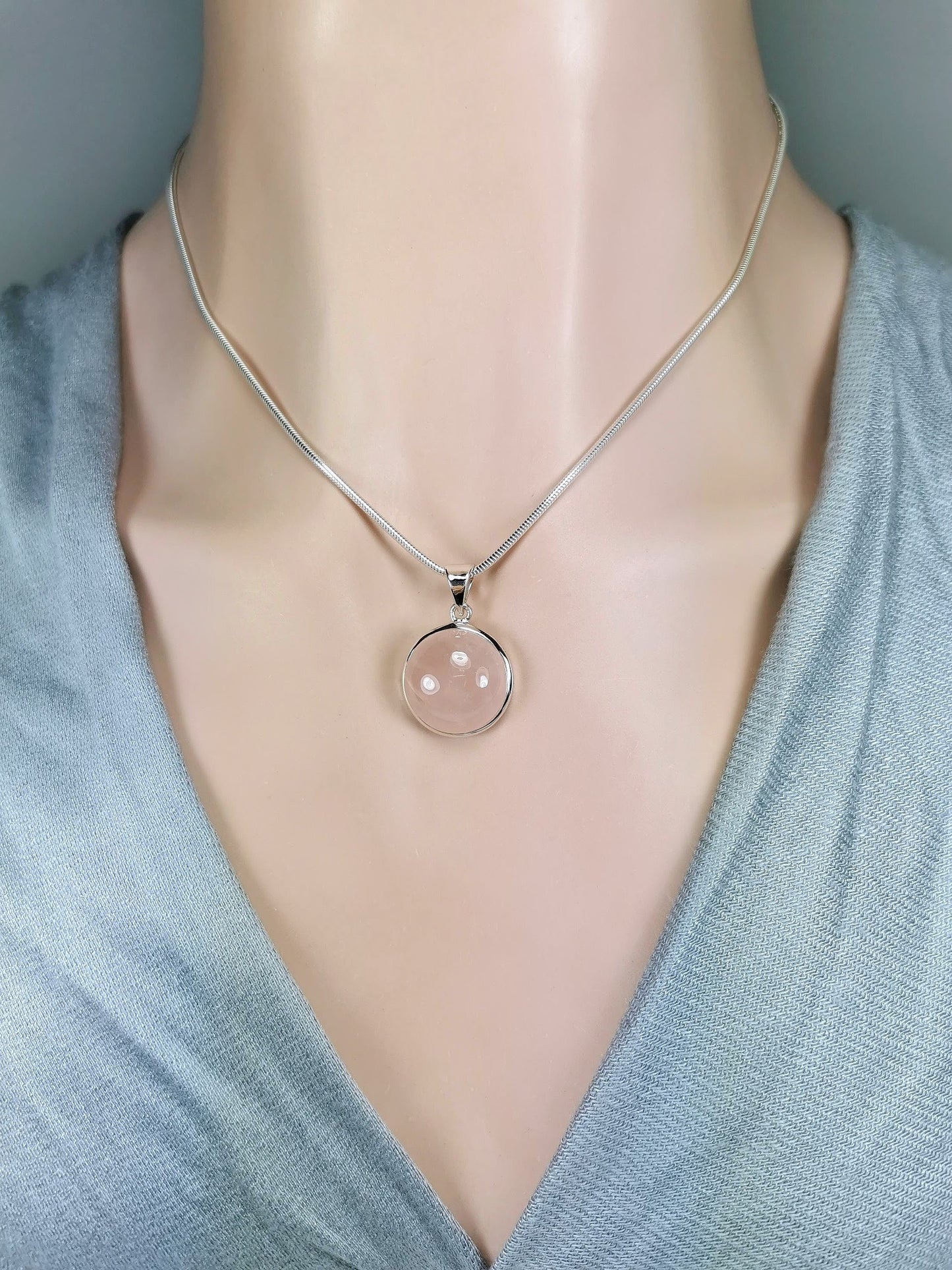 Silberanhänger mit Rosenquarz // 2,0