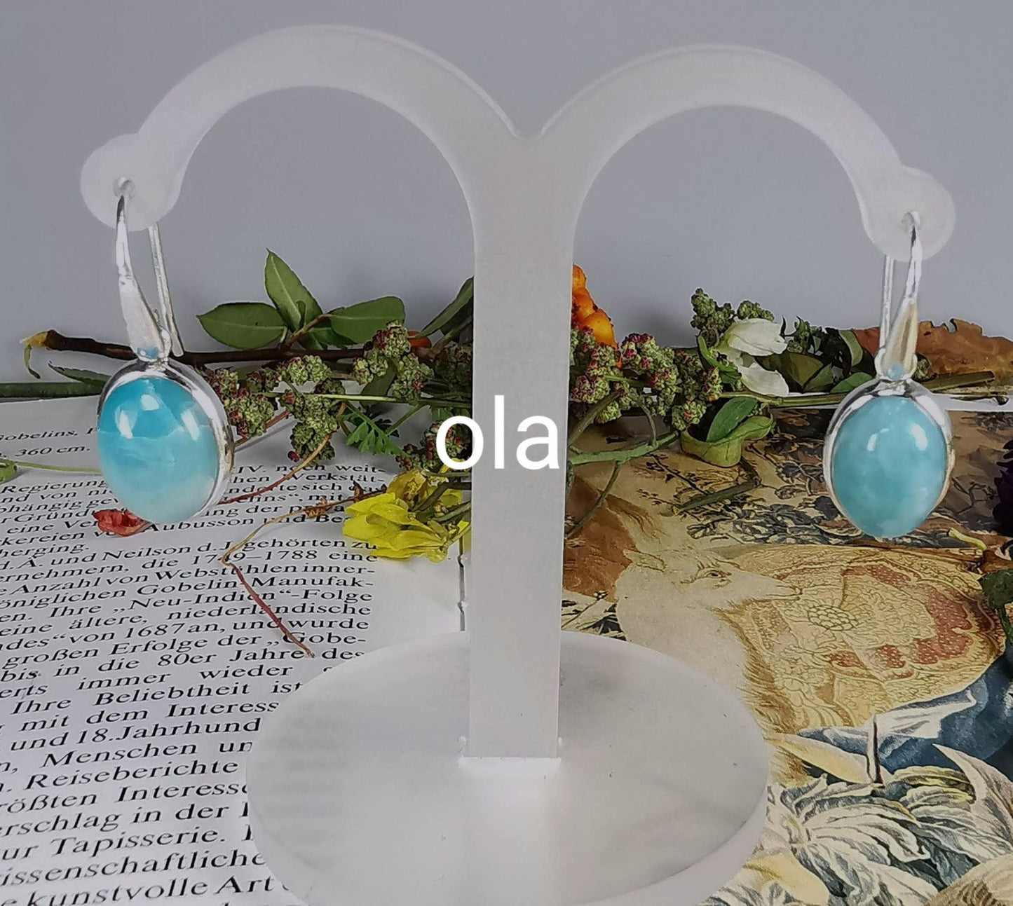Silberohrhänger mit Larimar