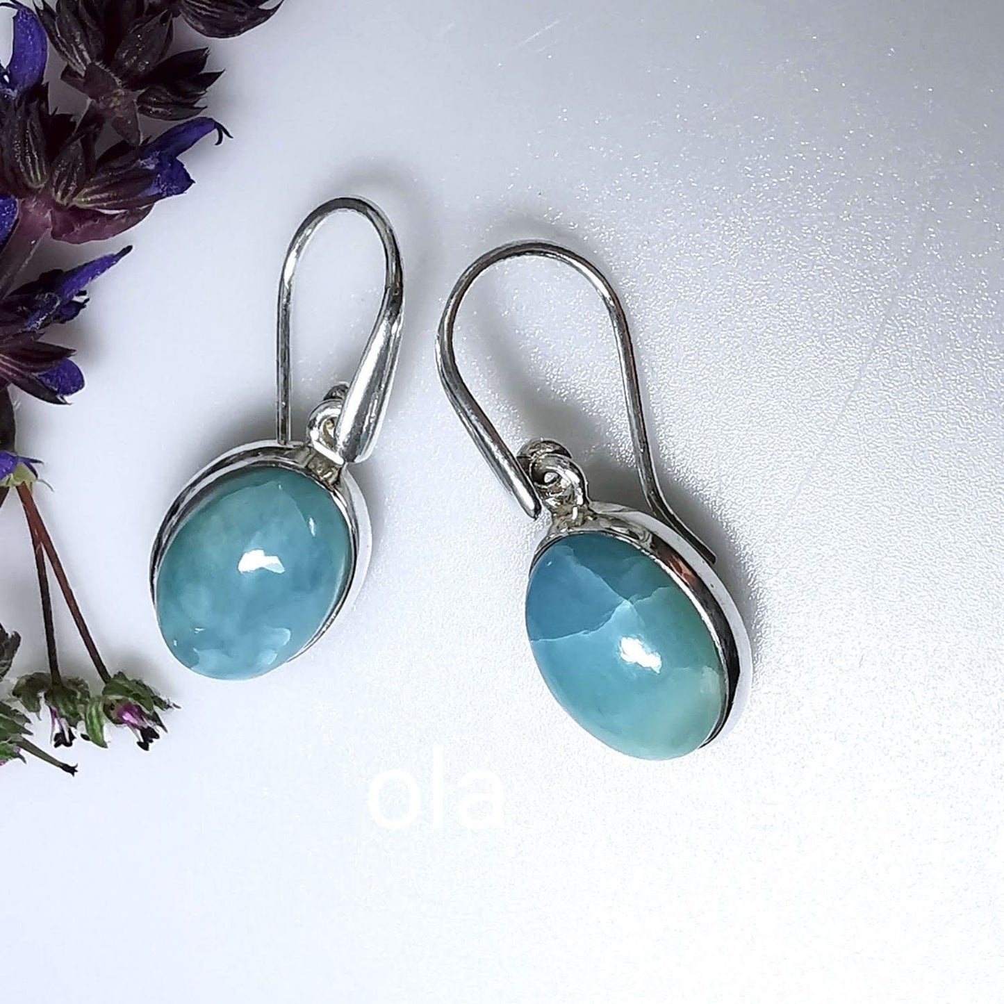 Silberohrhänger mit Larimar
