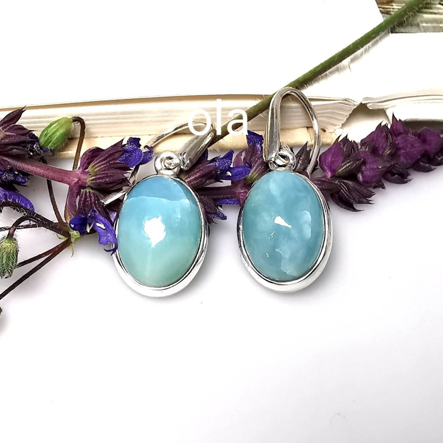 Silberohrhänger mit Larimar