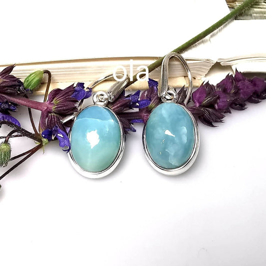 Silberohrhänger mit Larimar