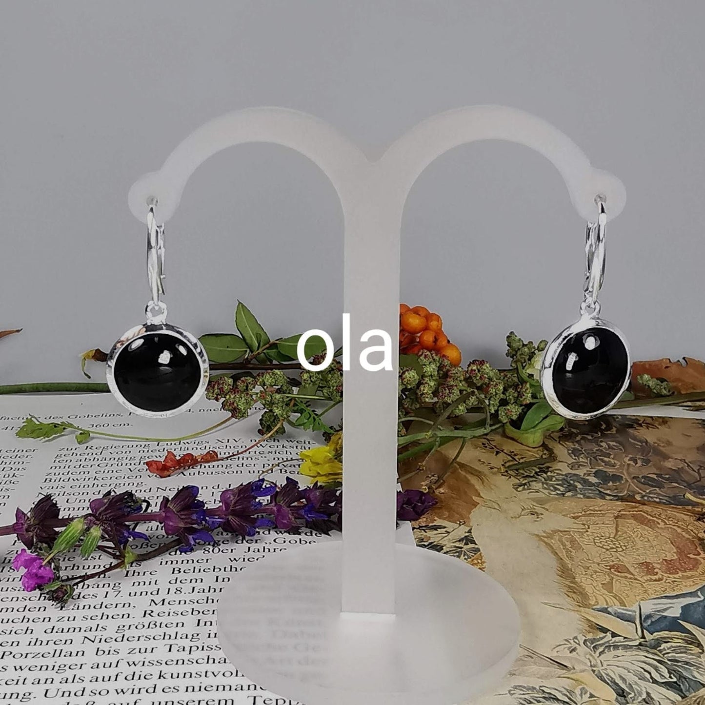 Silberohrhänger mit Onyx