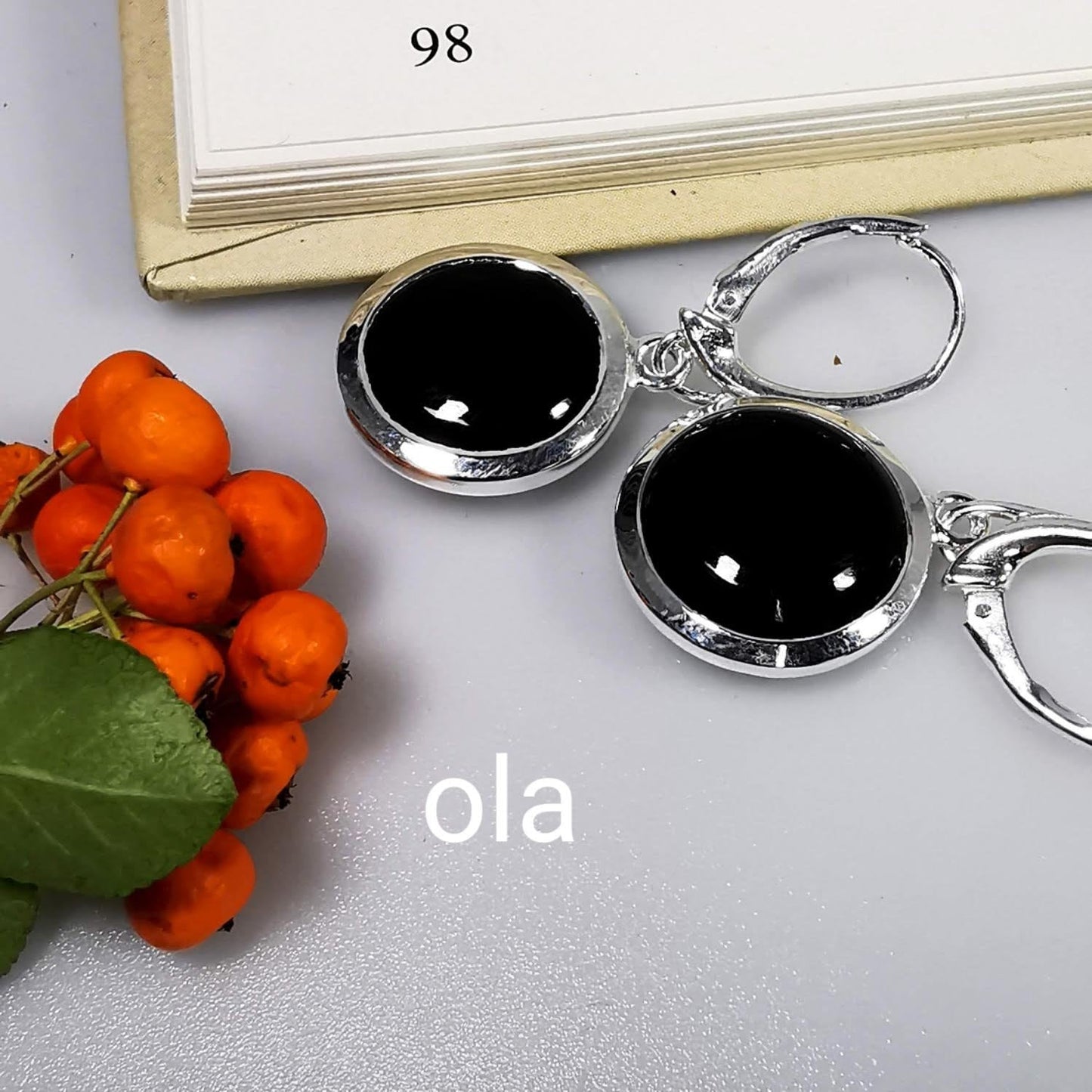 Silberohrhänger mit Onyx