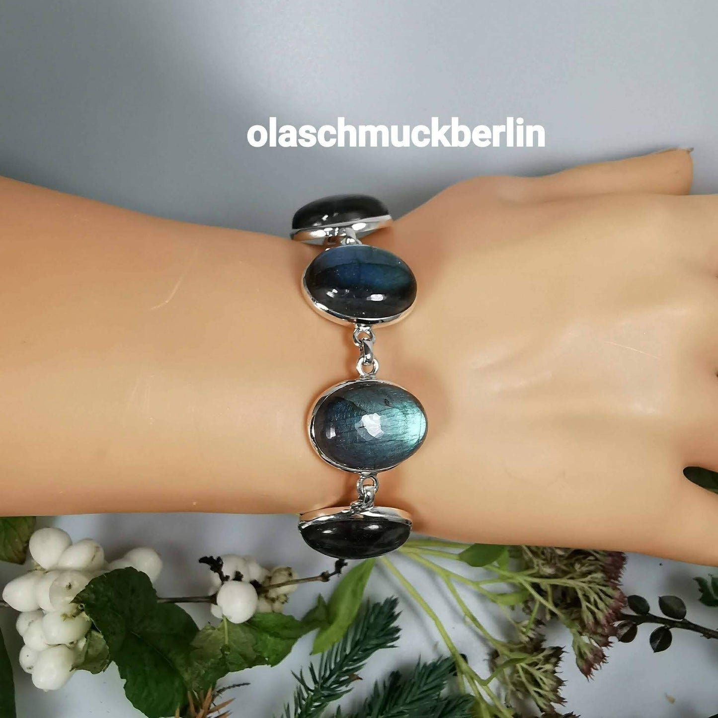 Silberarmband mit Labradorit