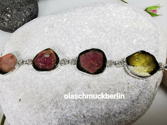 Armband aus Silber mit Wassermelonen Turmalin