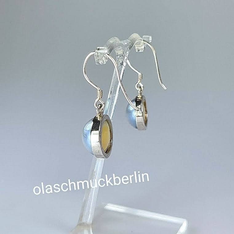 Silber Ohrringe mit schwarzen Mabeperlen