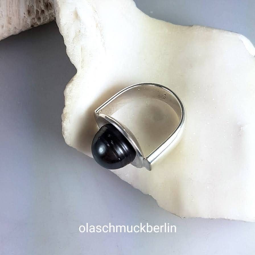 Silber Ring mit schwarzer Tahiti Perle