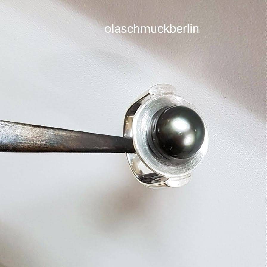 Silber Ring mit schwarzer Tahiti Perle