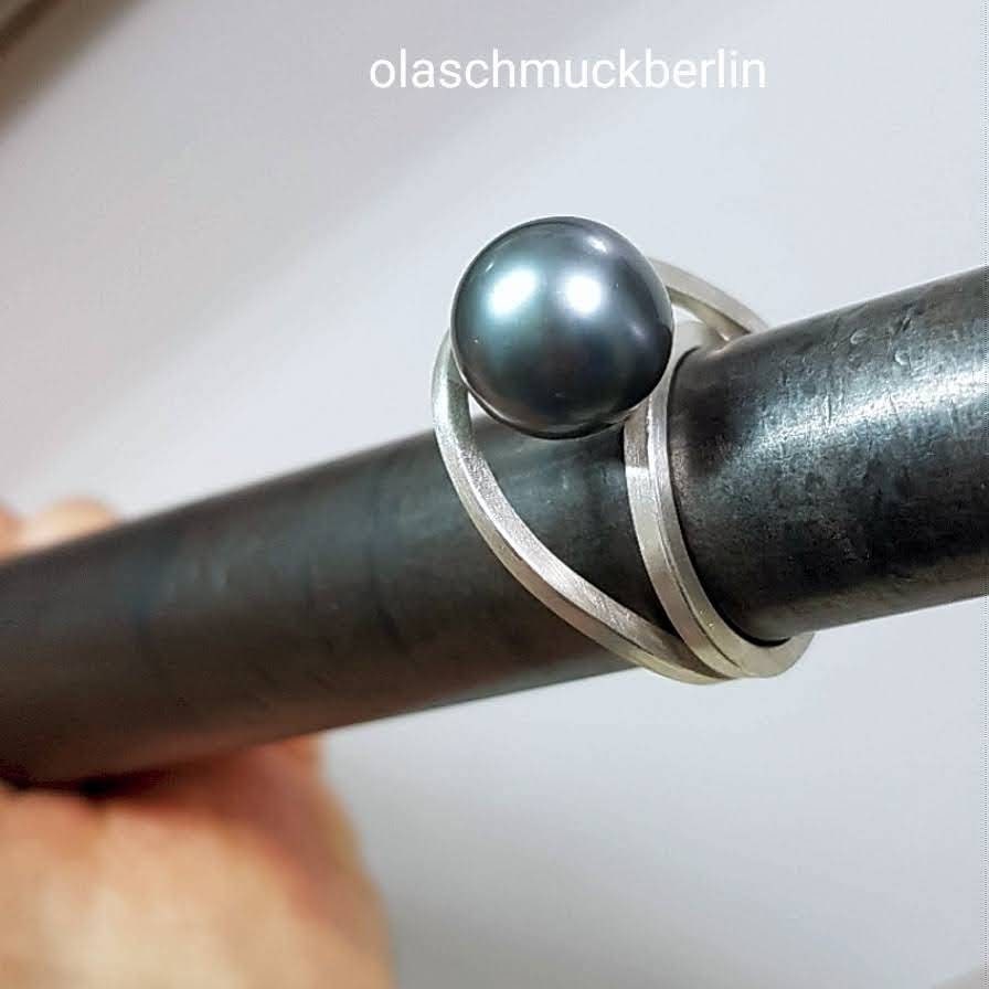 Silber Ring mit schwarzer Tahiti Perle