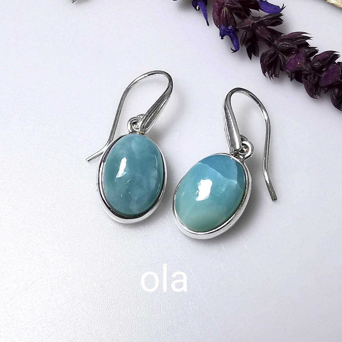 Silberohrhänger mit Larimar