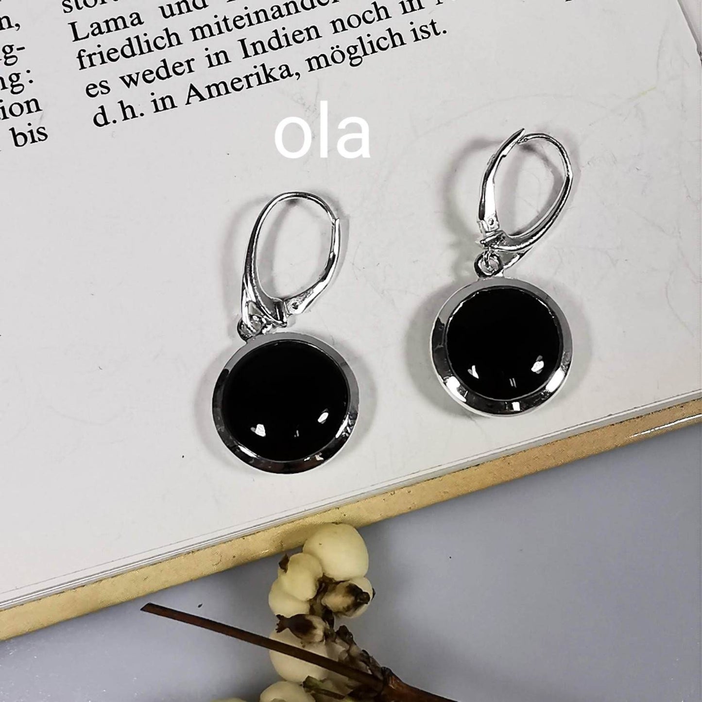 Silberohrhänger mit Onyx
