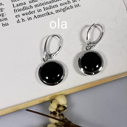 Silberohrhänger mit Onyx