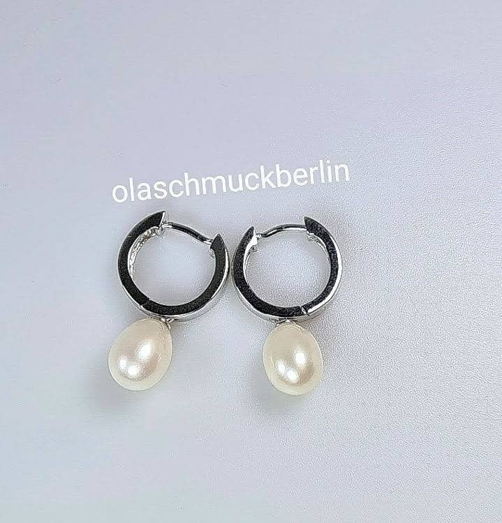 Silber Creolen mit Süßwasserperle