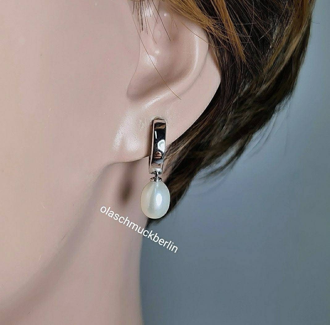 Silber Creolen mit Süßwasserperle