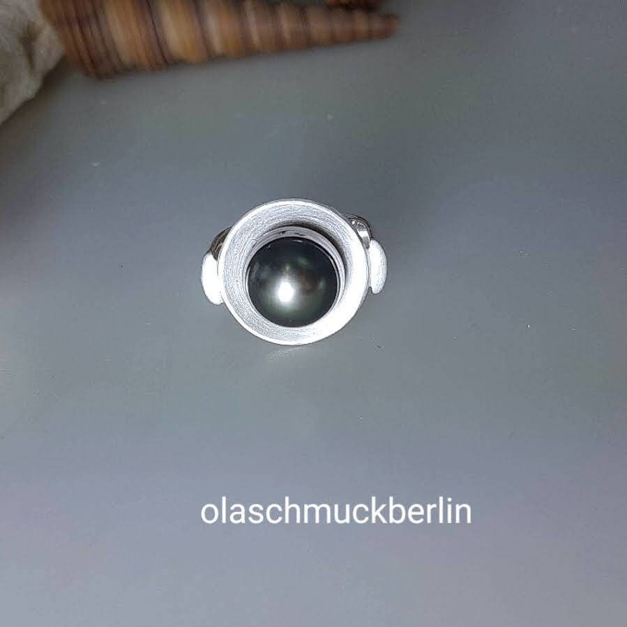 Silber Ring mit schwarzer Tahiti Perle