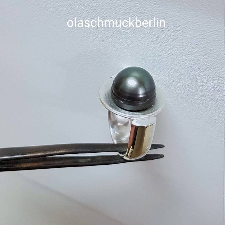 Silber Ring mit schwarzer Tahiti Perle