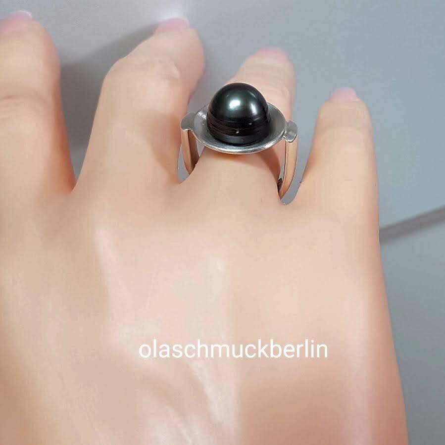 Silber Ring mit schwarzer Tahiti Perle