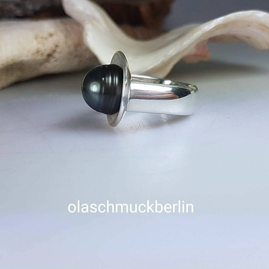 Silber Ring mit schwarzer Tahiti Perle