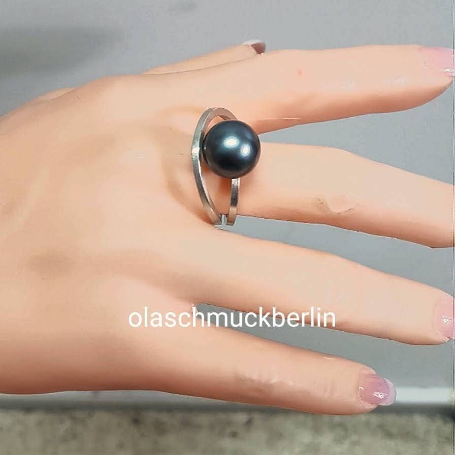 Silber Ring mit schwarzer Tahiti Perle