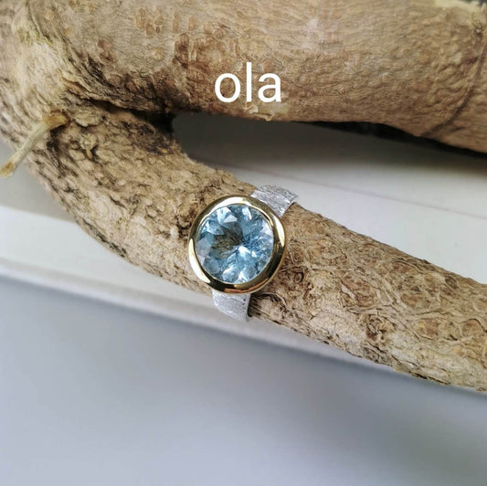 Handgefertigter Silberring mit Topas (vergoldet)