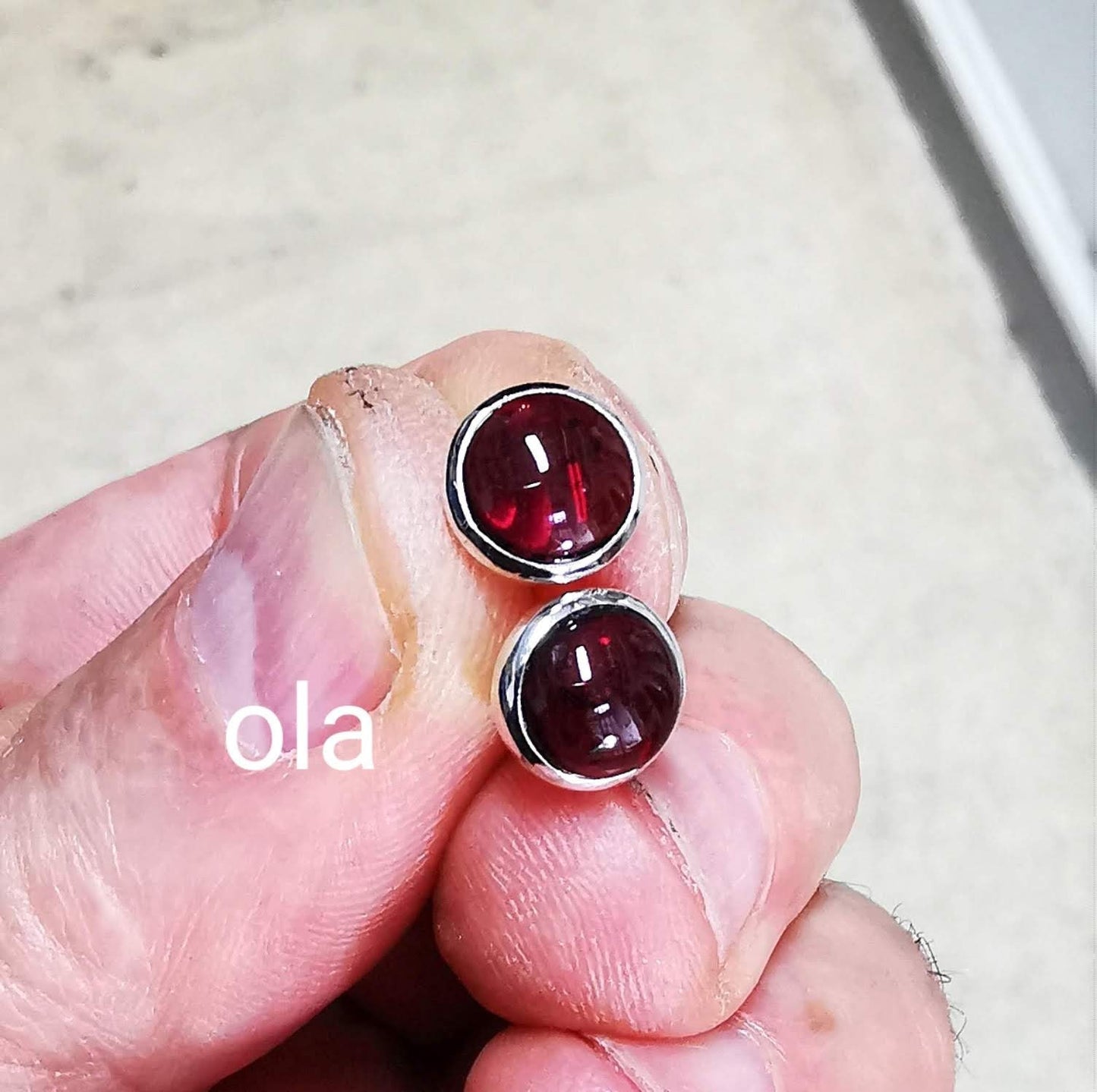 Silberohrstecker mit Granat