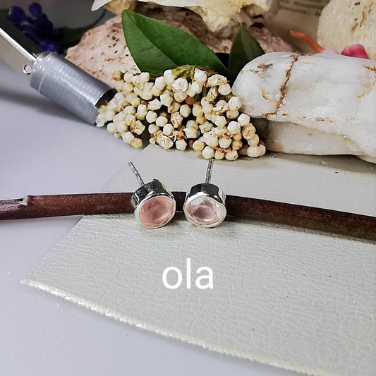 Silberohrstecker mit Rosenquarz