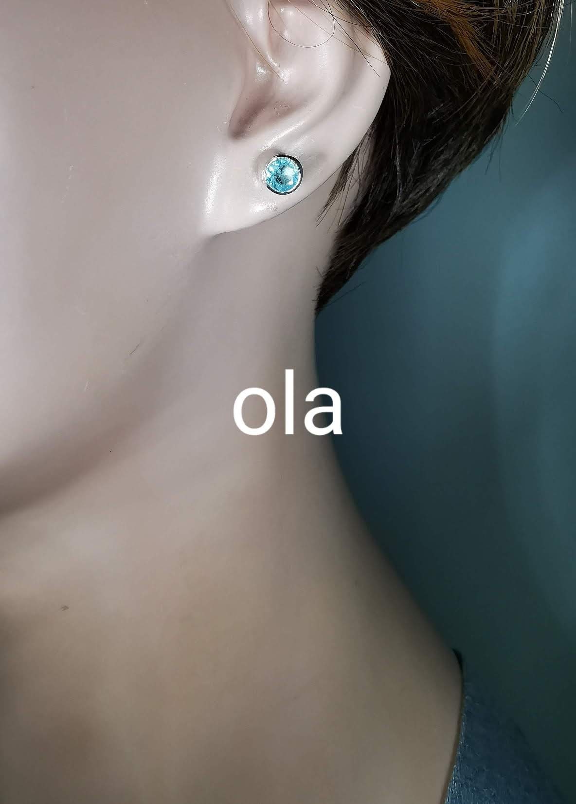 Silberohrstecker mit Aquamarin