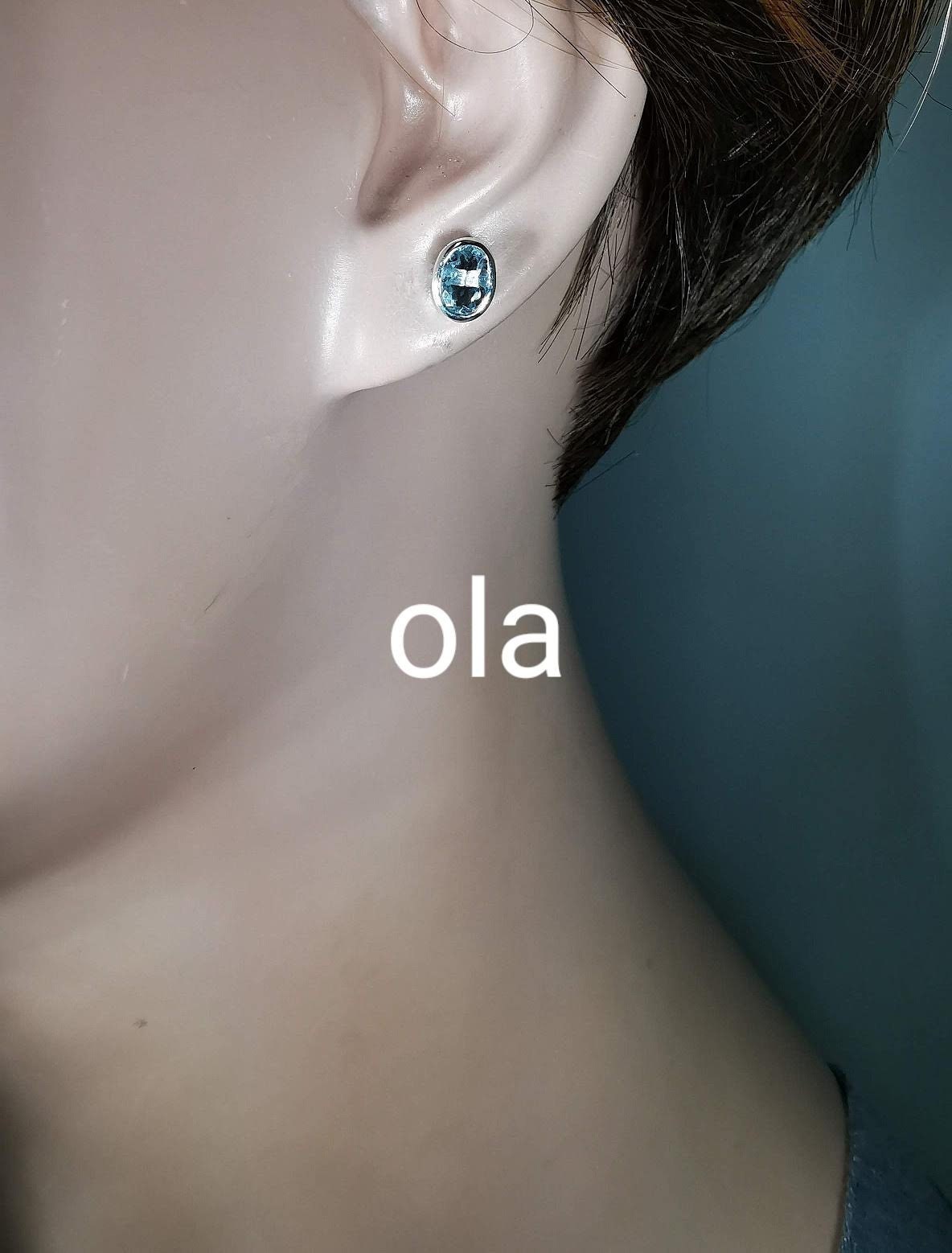 Silberohrstecker mit Aquamarin