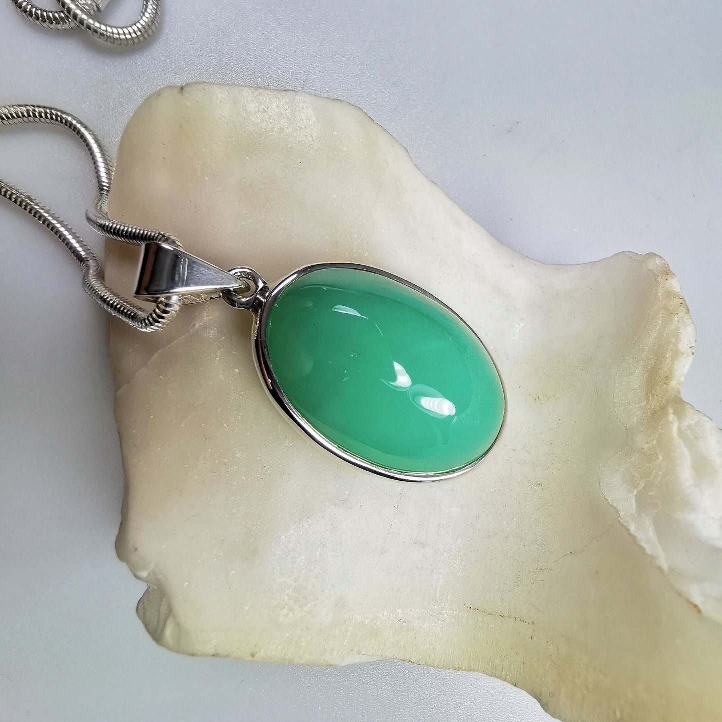 Silberanhänger mit Chrysopras // 1,5