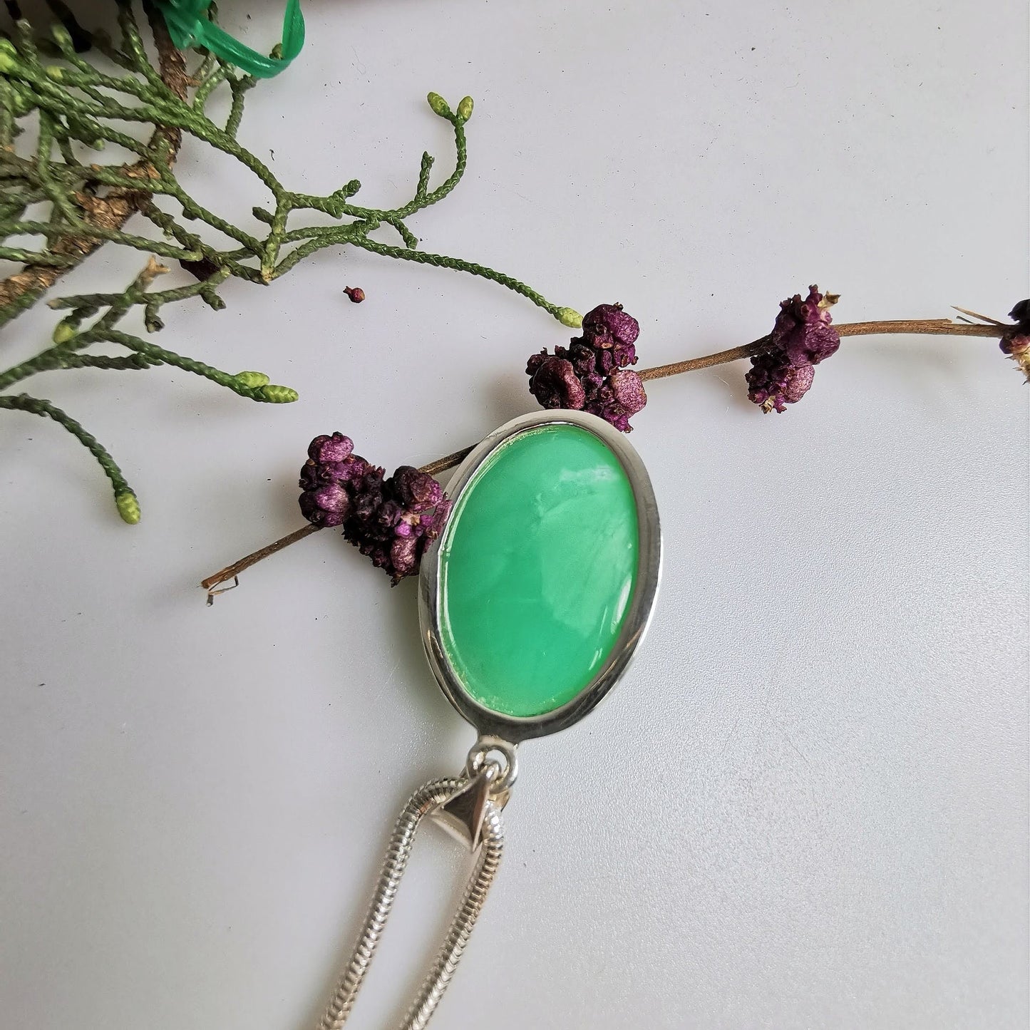 Silberanhänger mit Chrysopras // 1,5