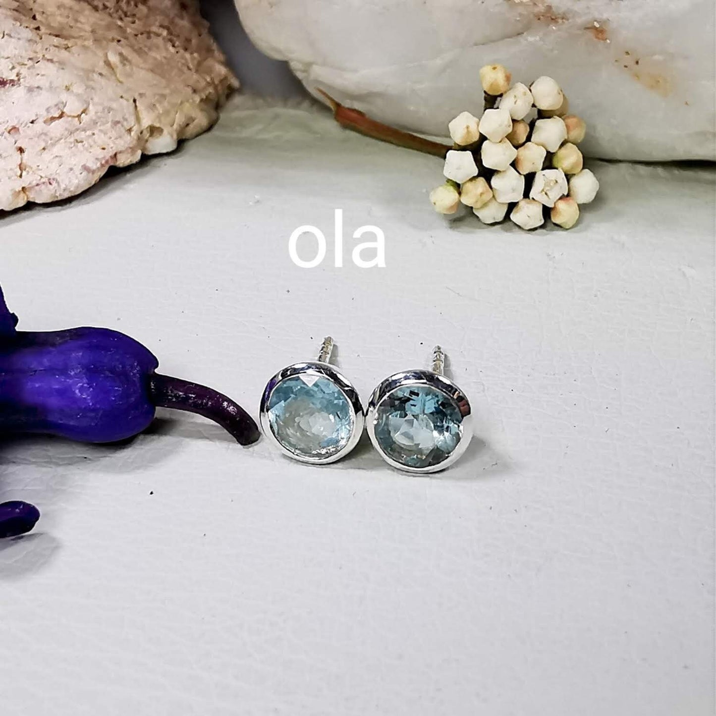 Silberohrstecker mit Aquamarin