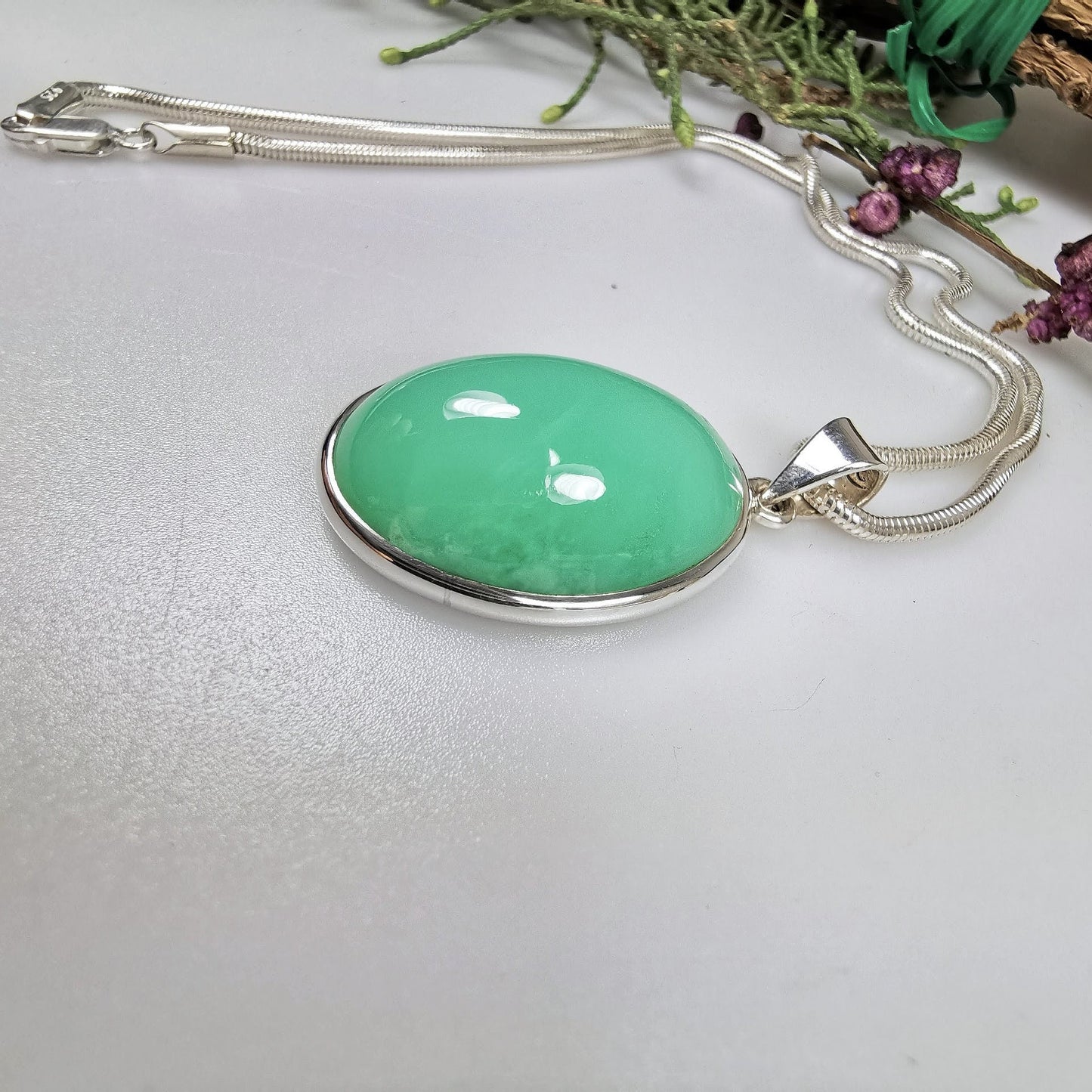 Silberanhänger mit Chrysopras // 1,5