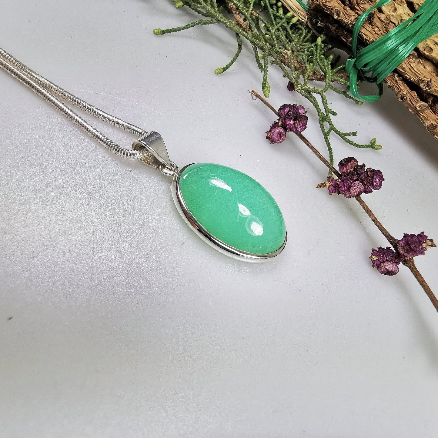 Silberanhänger mit Chrysopras // 1,5