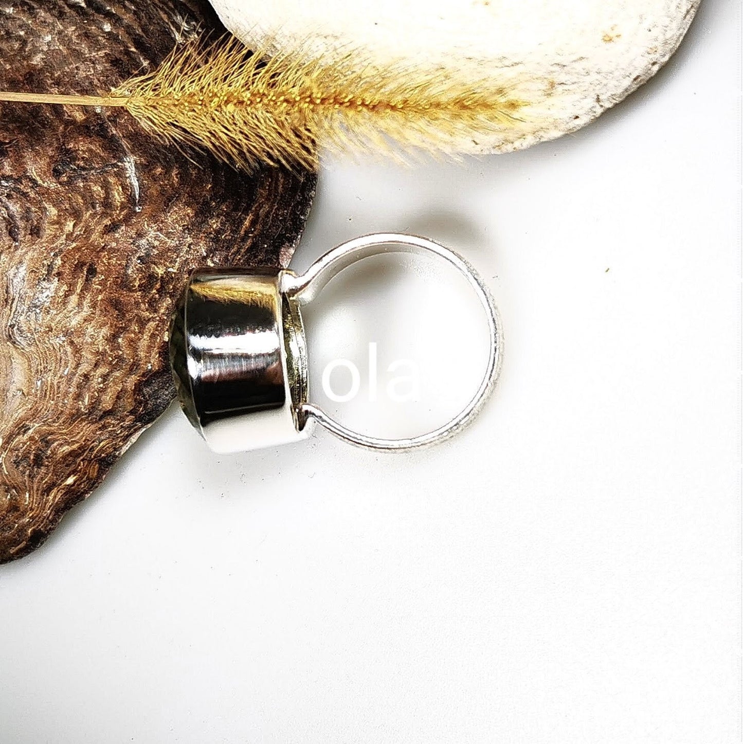 Grösse Silber 925 Ring mit Prasiolith