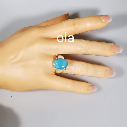 Larimar Ring in Silber gefasst