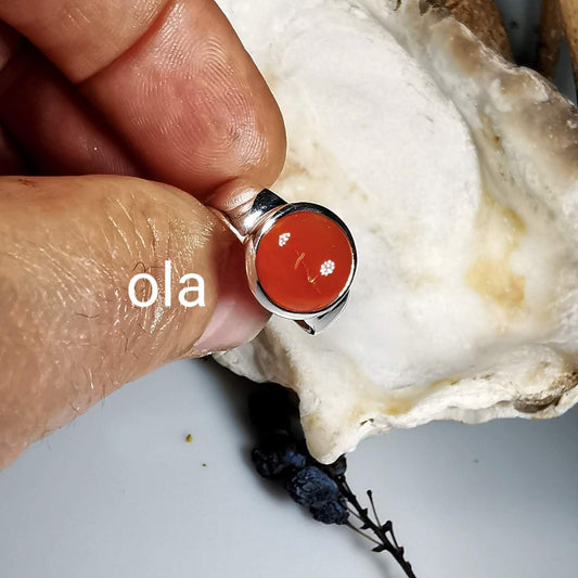 Karneolring in Silber gefasst