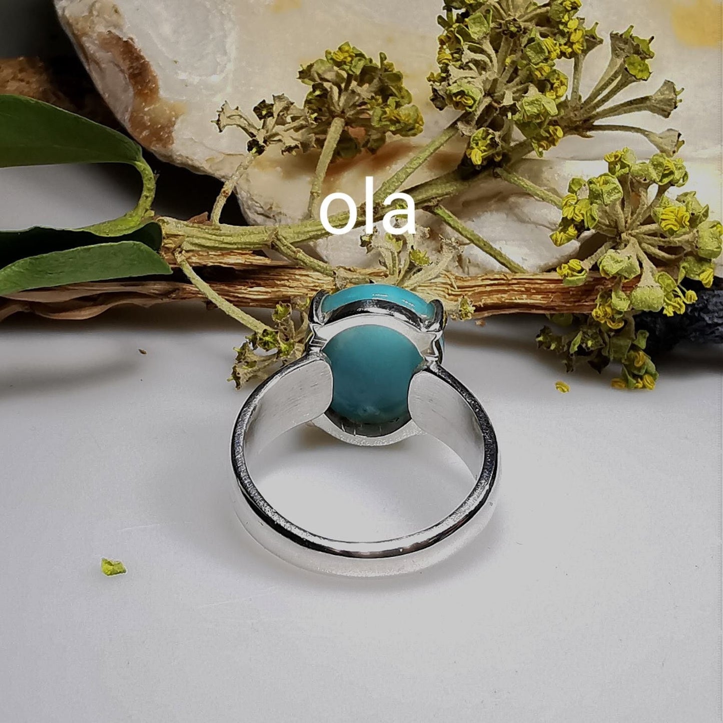 Larimar Ring in Silber gefasst