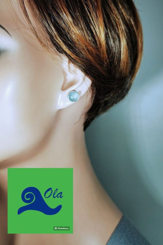 Chalcedon Ohrstecker in Silber gefasst