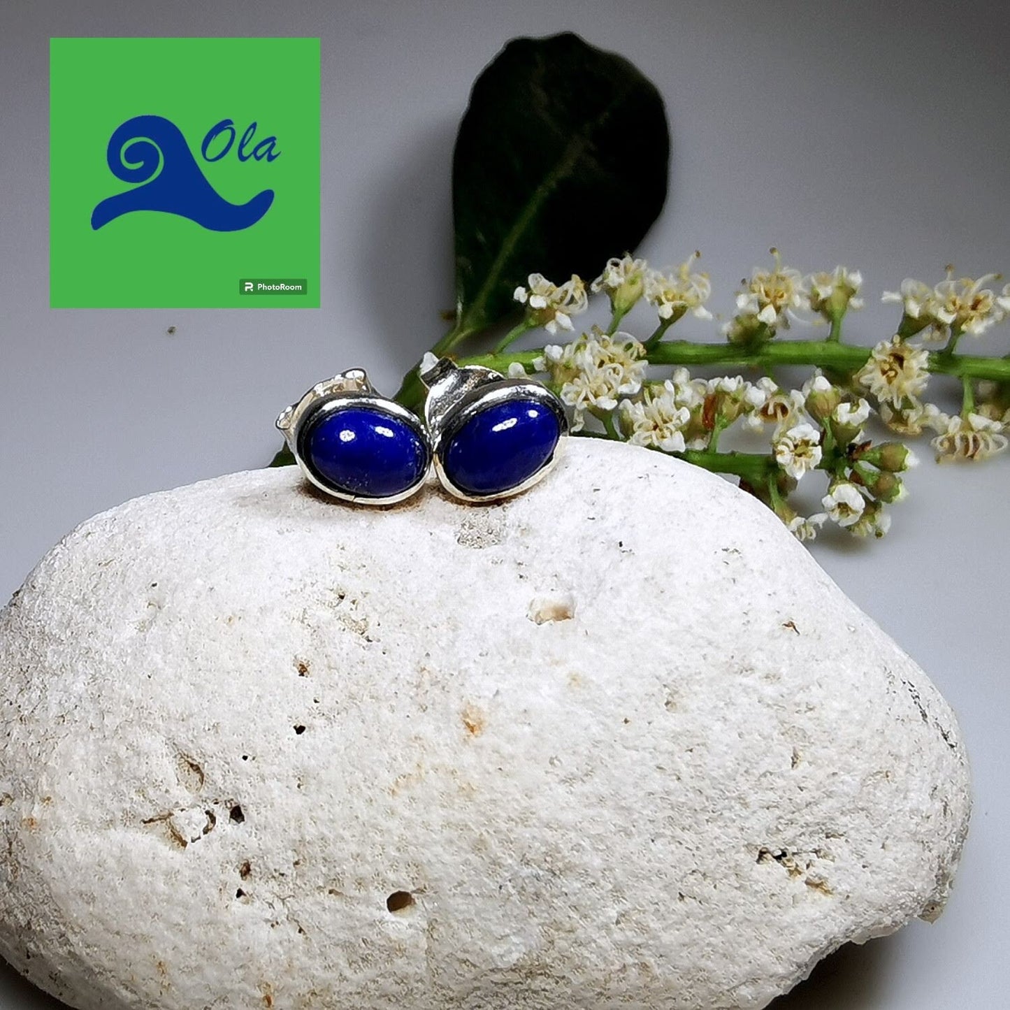 Ovale Ohrstecker Lapislazuli