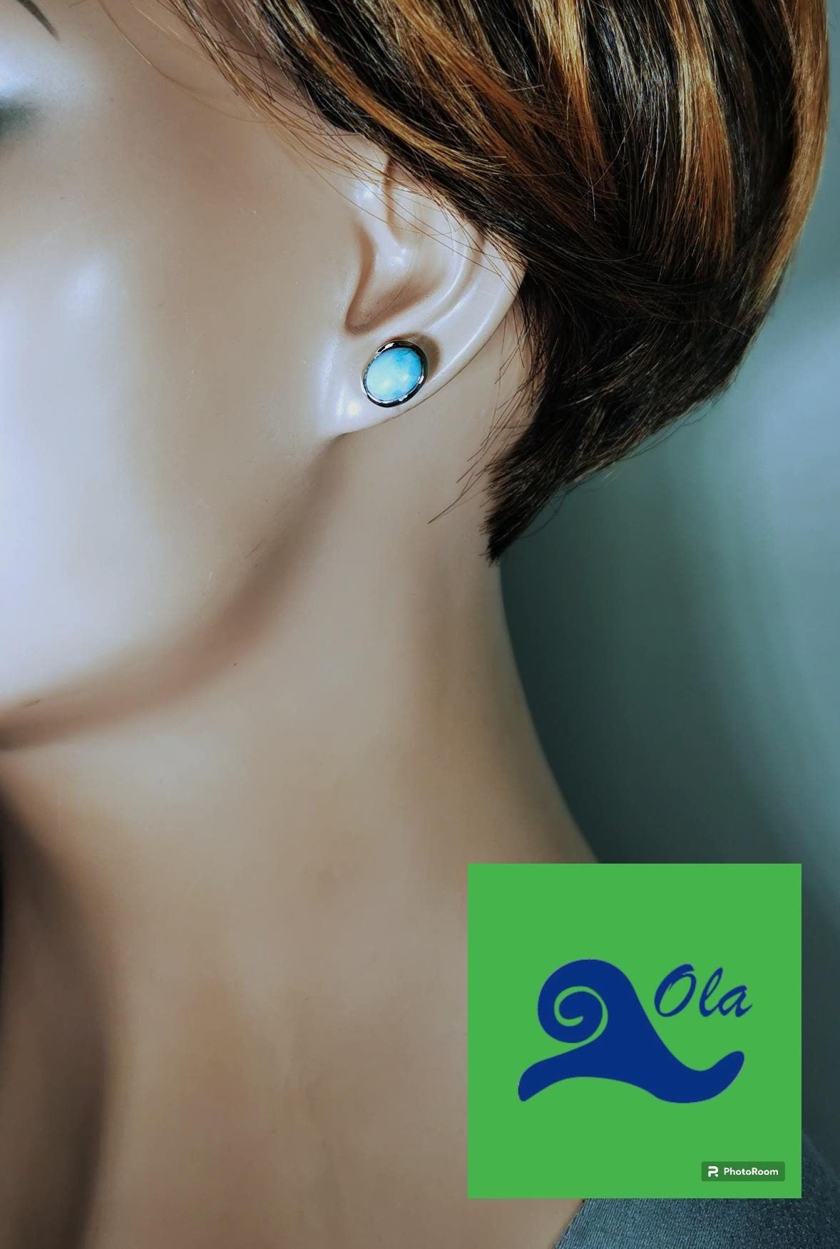 ovale Larimar Ohrstecker