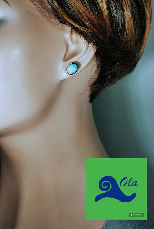 ovale Larimar Ohrstecker