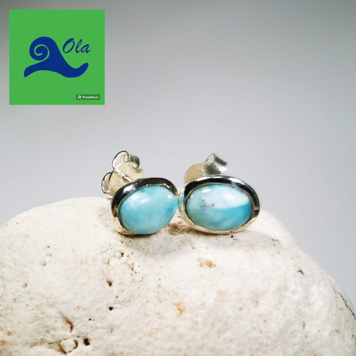 ovale Larimar Ohrstecker