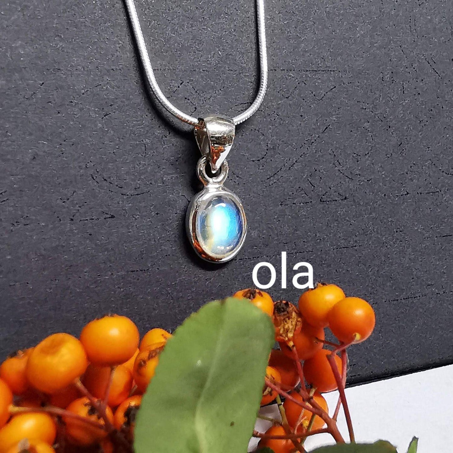 Silber Anhänger mit Mondstein, Klein