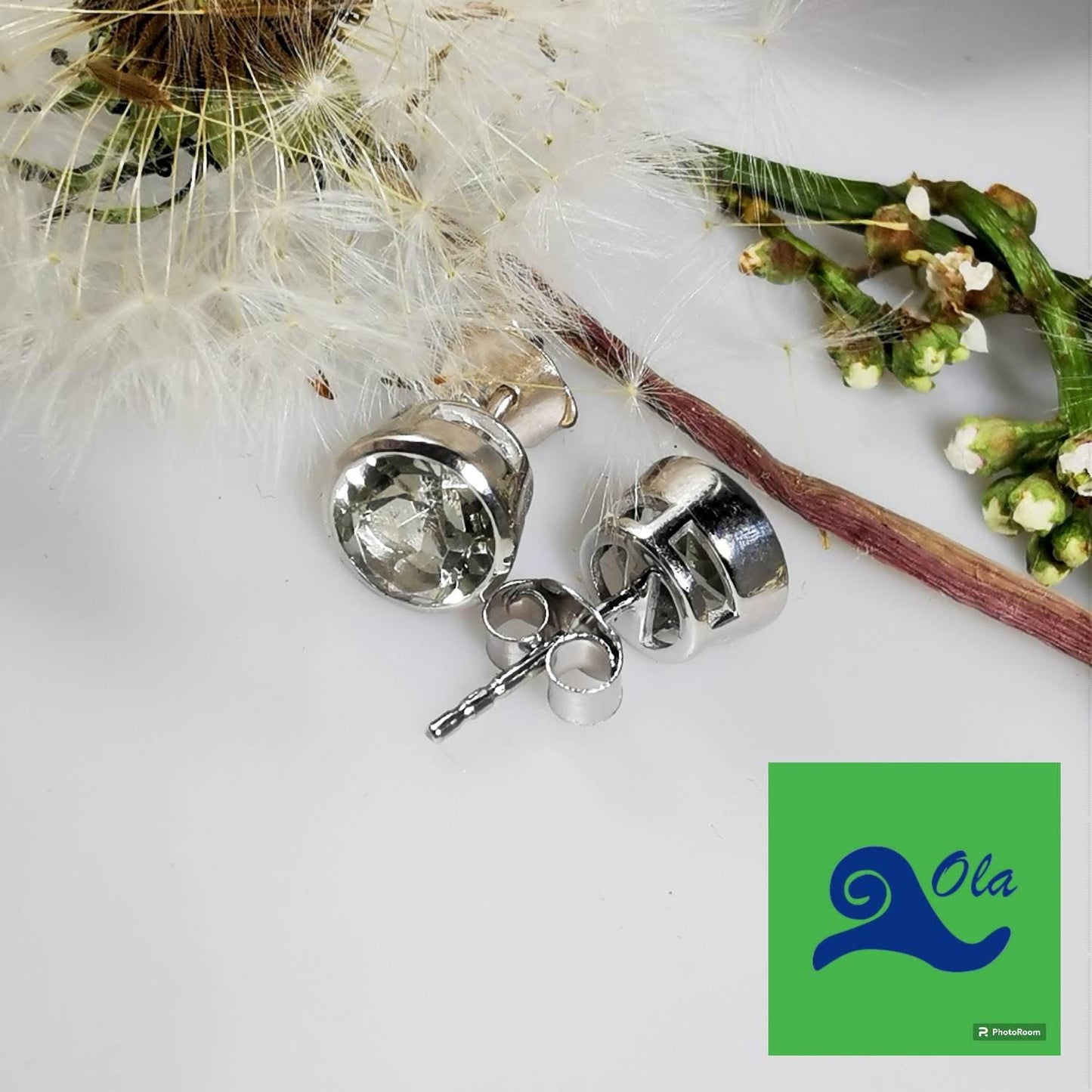 Silber Ohrstecker mit grünem Prasiolith