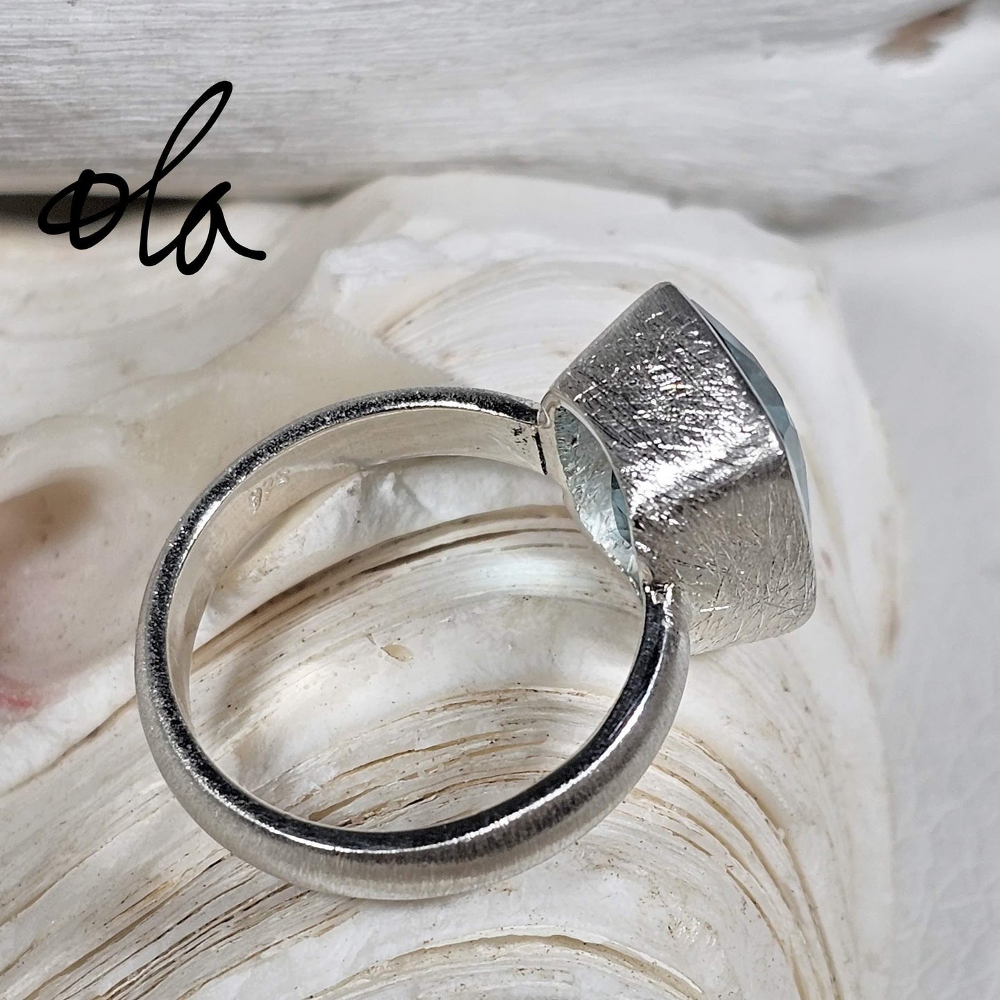 Silber Ring mit Fluorit Petrolgrün